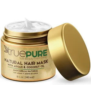 Argan Oil Hair Mask Conditioner for Dry Damaged Hair - Deep Conditioning Hydrating Hair Repair Treatment with Coconut, Caffeine, Jojoba - Stronger, Thicker & Fuller Hair Growth - 8oz