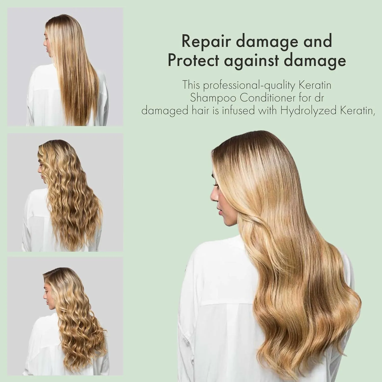Argan Repairing Shampoo & Conditioner | Sulfate-Free, Paraben-Free | Argan Oil, Keratin & Niacinamide for Dry, Damaged, Color-Treated Hair | Moisturizing, Strengthening & Frizz Control|18oz*2