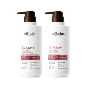 Argan Repairing Shampoo & Conditioner | Sulfate-Free, Paraben-Free | Argan Oil, Keratin & Niacinamide for Dry, Damaged, Color-Treated Hair | Moisturizing, Strengthening & Frizz Control|18oz*2