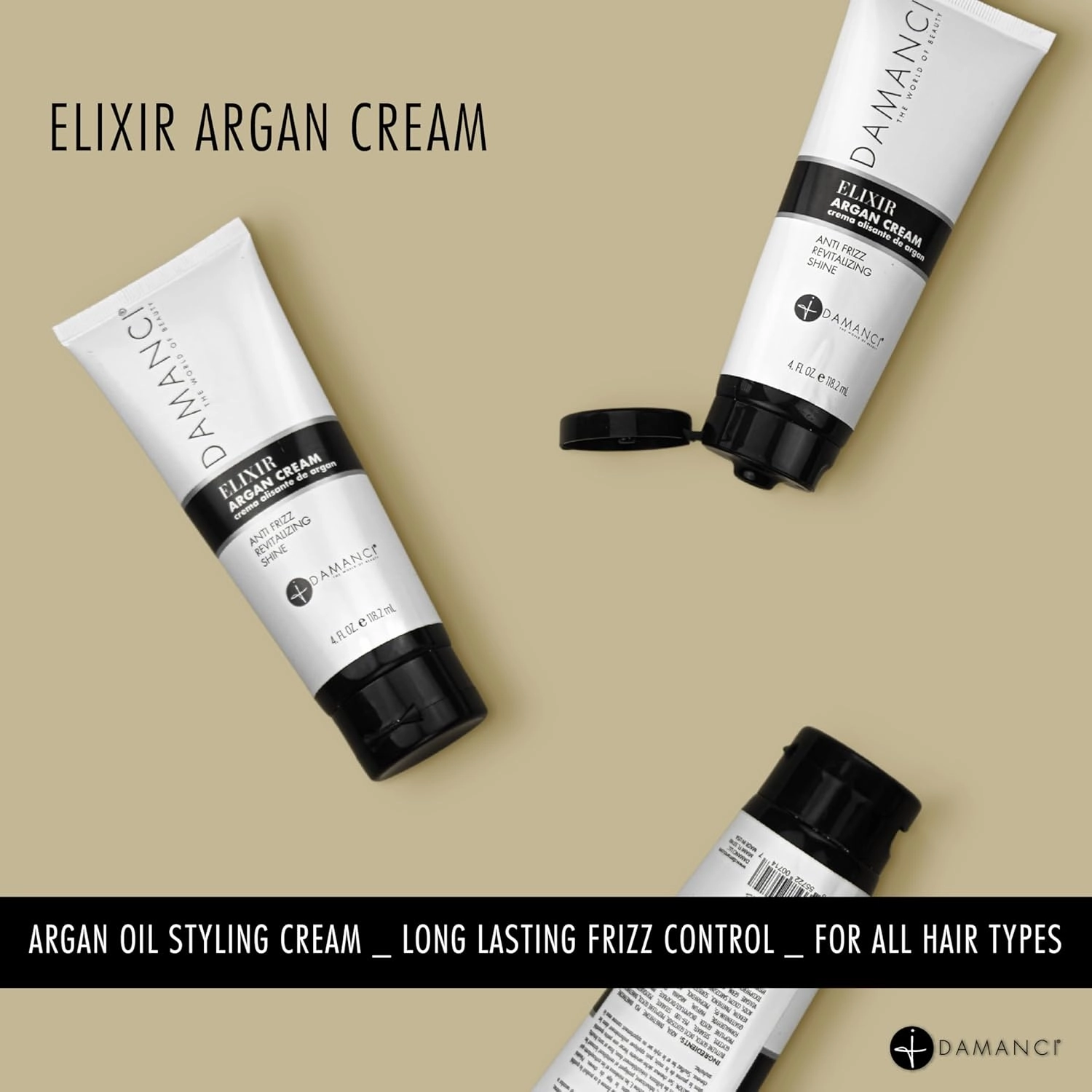 Argan Cream, Hair Styling Cream & Leave In Conditioner, Hair Smoothing and Anti Frizz, with Argan Oil, Keratin, and Vitamin E, Deep Hydration and Shine (4oz)