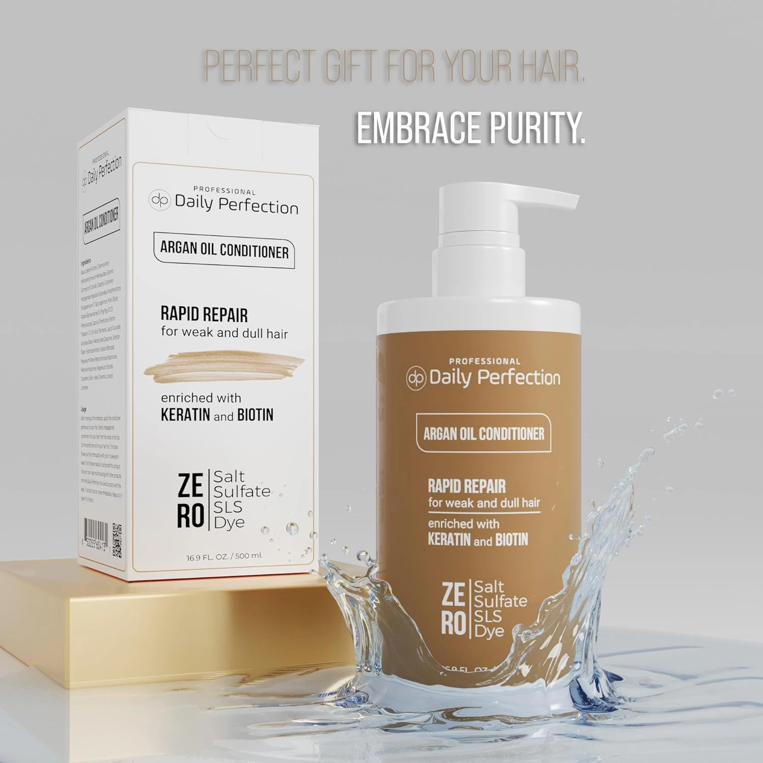 Argan Oil Conditioner to Repair and Protect Your Hair with Biotin and Keratin. Salon-Grade Formula, Salt-Free, Sulfate-Free, and Paraben-Free for Healthier, Shinier Hair.
