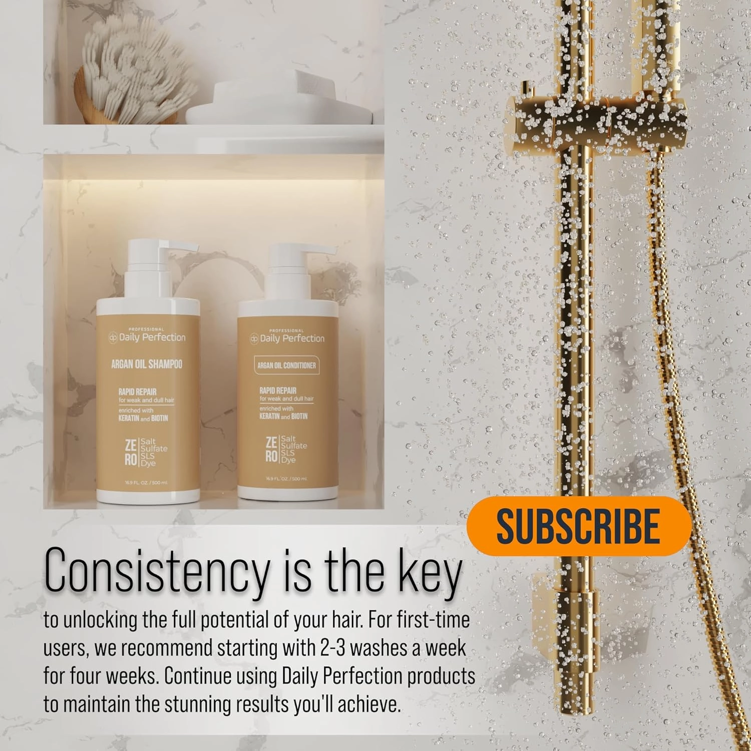 Argan Oil Conditioner to Repair and Protect Your Hair with Biotin and Keratin. Salon-Grade Formula, Salt-Free, Sulfate-Free, and Paraben-Free for Healthier, Shinier Hair.