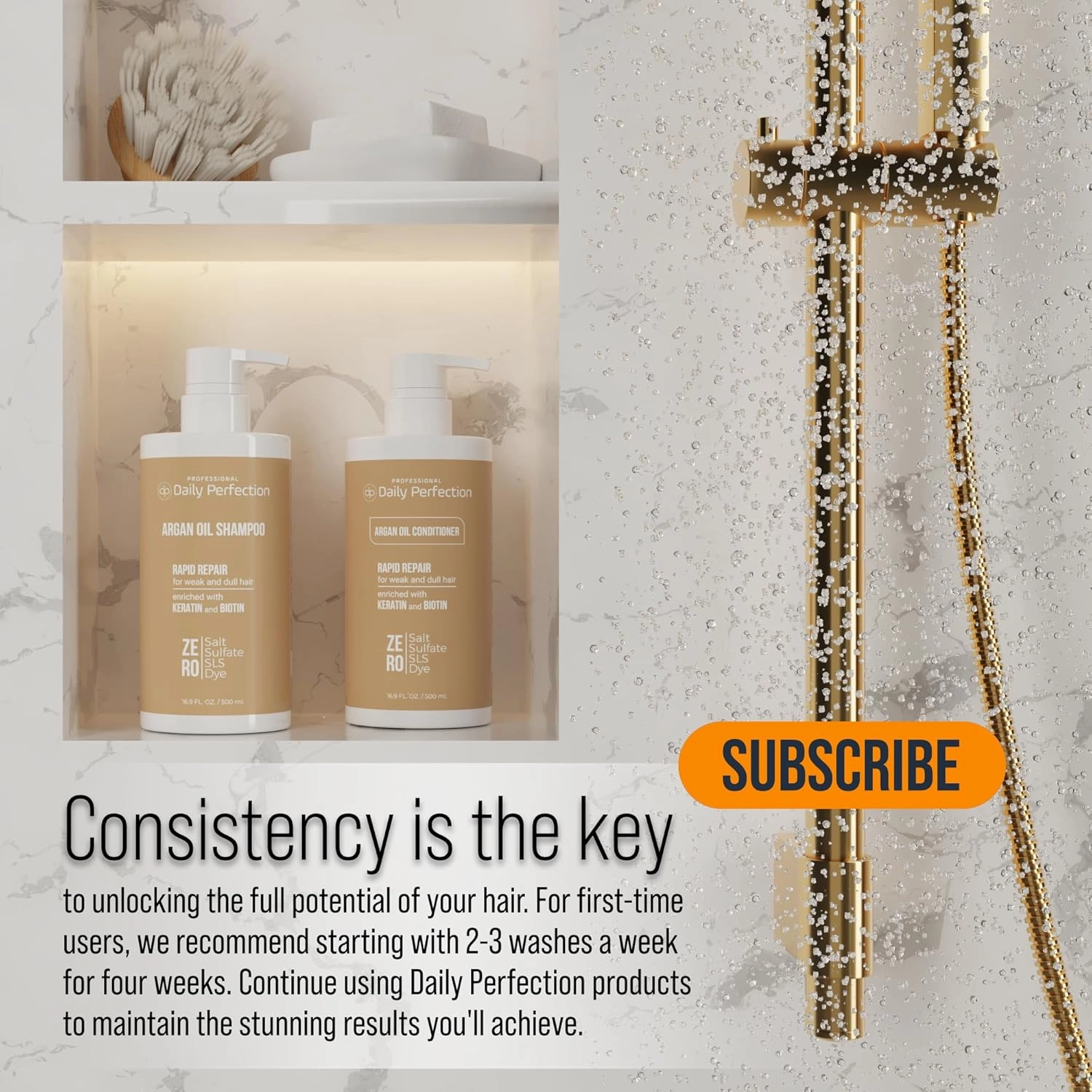 Argan Oil Shampoo and Conditioner to Repair and Protect Your Hair with Biotin and Keratin. Salon-Grade Formula, Salt-Free, Sulfate-Free, and Paraben-Free for Healthier, Shinier Hair.