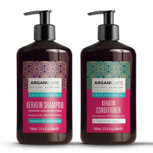 Arganicare Keratin Shampoo and Conditioner Set for Hair Thickening and Strengthening - Moisturizing Hair Treatment Enriched with Organic Argan Oil and Shea Moisture for Men, Women, and Kids | 27 Fl Oz