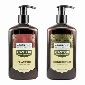 Arganicare Castor Oil Shampoo and Conditioner Set for Hair Hydration and Detangling - Deep Moisturizing Hair Treatment Enriched with Argan Oil and Shea Moisture for Men, Women and, Kids | 27 Fl Oz