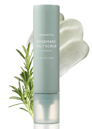 AROMATICA Rosemary Salt Scrub Shampoo 10.5 oz / 300g - Hair Loss Shampoo with Rosemary Scalp Oil | Scalp Exfoliator with Salt Scrub for Oily Scalp | Sulfate Free, Silicone Free