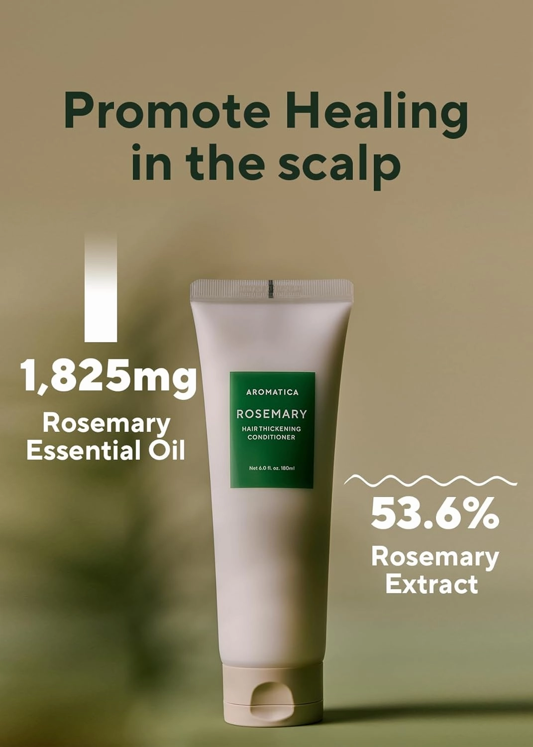 AROMATICA Rosemary Hair Thickening Conditioner 6.0 fl.oz/180ml, Vegan Hair Conditioner for damaged hair and dry hair - Moisturizing Conditioner For Men and Women