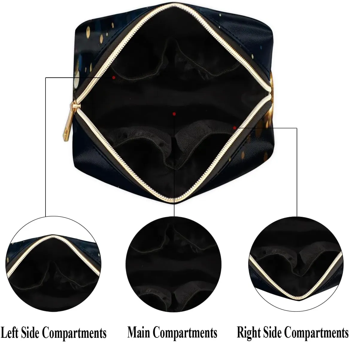 Art Intersting Printing Travel Makeup Bag for Women, PU Leather Waterproof Checkered Cosmetic Bags Large Make up Bag Zipper Pouch
