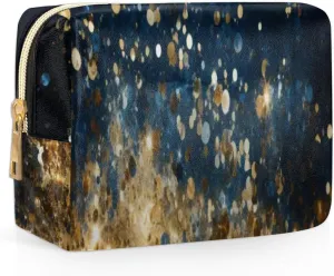 Art Intersting Printing Travel Makeup Bag for Women, PU Leather Waterproof Checkered Cosmetic Bags Large Make up Bag Zipper Pouch