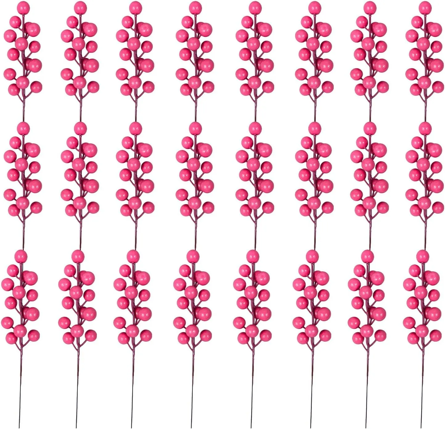 Artificial Berry, 24 pcs Christmas Berries Stems, Artificial Christmas Picks,Artificial Berries Stems for Xmas Tree Ornaments Wreath Decorations Home (Pink)