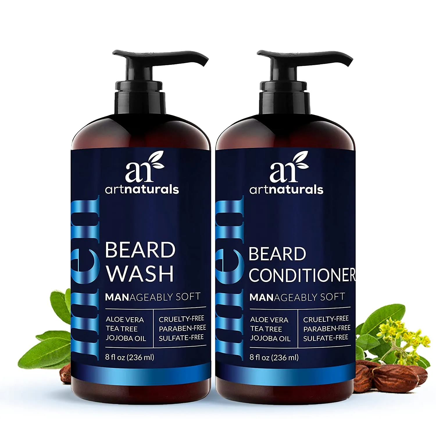 Artnaturals Beard Shampoo and Conditioner Set - Softens, Strengthens and Smooths Mustache and Beard Hair - All Skin and Hair Types
