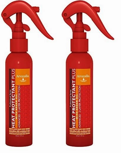 Arvazallia Heat Protectant Spray with Argan Oil - Professional Grade Thermal Protector, Leave-in Conditioner, Anti-frizz, and Shine Spray (Pack of 2)
