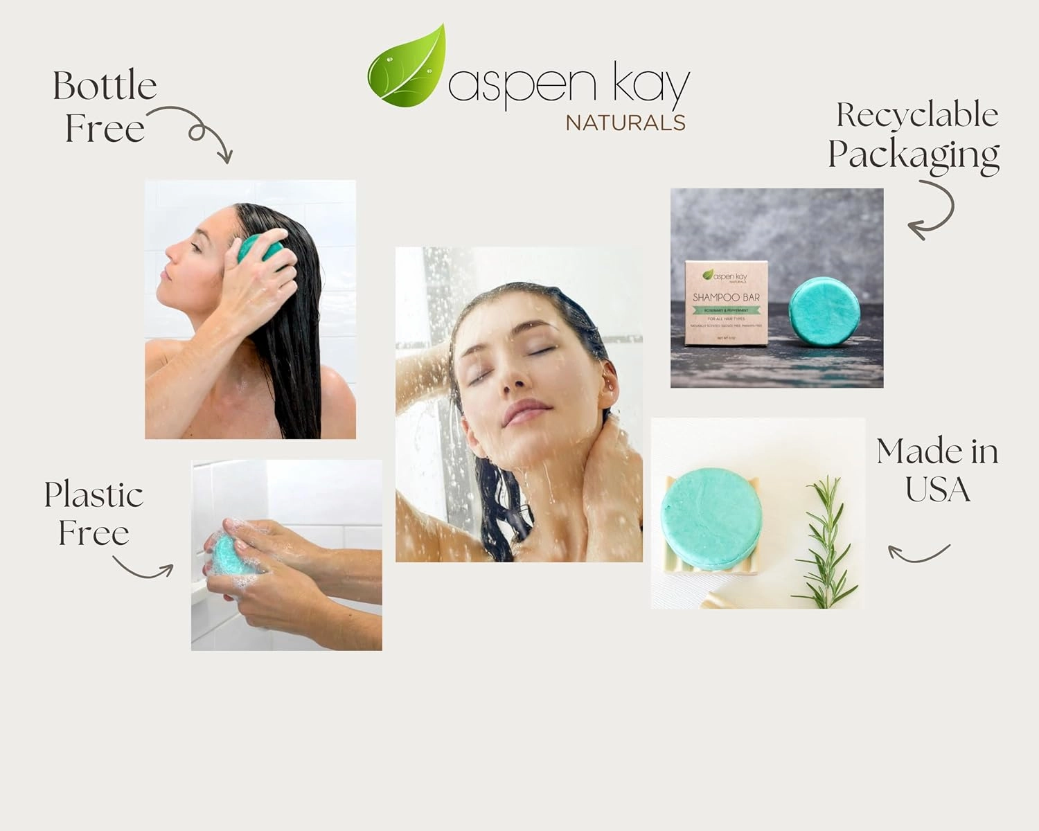 Aspen Kay Naturals Peppermint & Rosemary Shampoo Bar for Thinning Hair - Volumizing & Strengthening Argan Oil Shampoo for All Hair Types, Paraben & Sulfate Free, Made in USA - (2 pack)