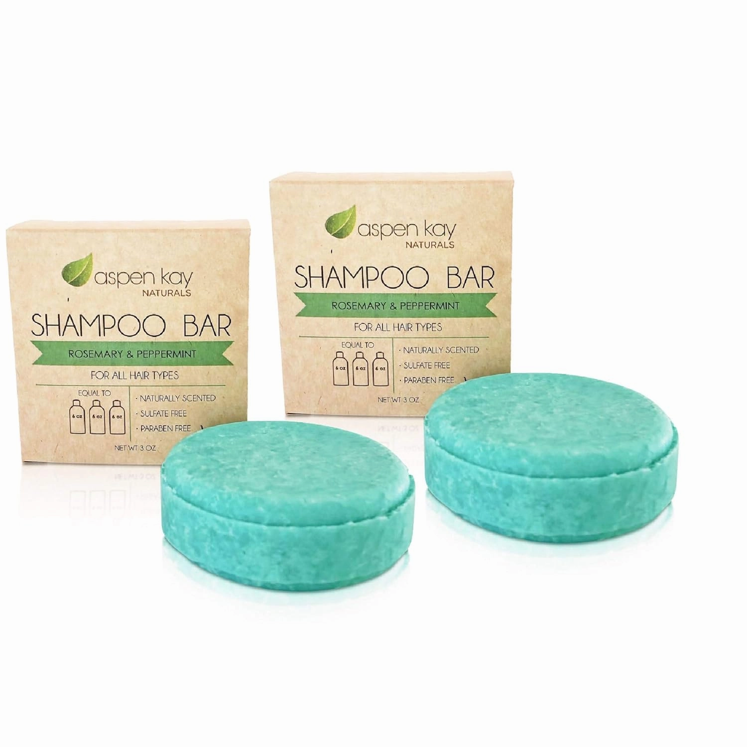 Aspen Kay Naturals Peppermint & Rosemary Shampoo Bar for Thinning Hair - Volumizing & Strengthening Argan Oil Shampoo for All Hair Types, Paraben & Sulfate Free, Made in USA - (2 pack)