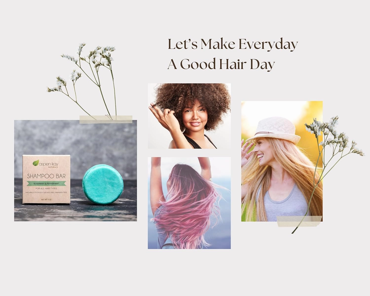 Aspen Kay Naturals Peppermint & Rosemary Shampoo Bar for Thinning Hair - Volumizing & Strengthening Argan Oil Shampoo for All Hair Types, Paraben & Sulfate Free, Made in USA - (2 pack)