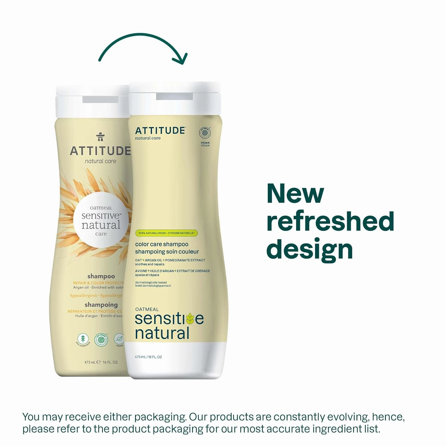 ATTITUDE Color Care Hair Shampoo for Sensitive Dry Scalp, EWG Verified, Soothing Oat, Protects Color, Naturally Derived Ingredients, Vegan and Plant-Based, Color Care, Argan Oil, 16 Fl Oz (Pack of 6)