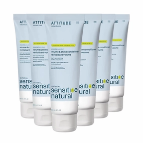 ATTITUDE Extra Gentle Hair Conditioner for Sensitive Dry Scalp, Soothing Oat, Naturally Derived Ingredients, Dermatologically Tested, Vegan Detangler, Extra Gentle, Unscented, 8 Fl Oz (Pack of 6)