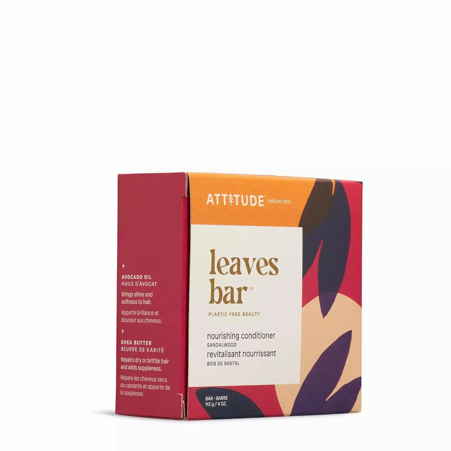 ATTITUDE Nourishing Conditioner Bar, Natural Origin, Repair and Protect, Avocado oil & Shea Butter, Vegan, Sandalwood, 4 Oz