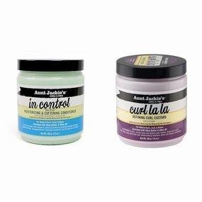 Aunt Jackie's 15oz Anti-Poof Conditioner & 15oz Curl Defining Custard Bundle for Natural Hair