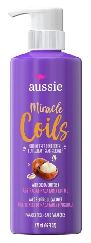 Aussie Conditioner Miracle Coils 16 Ounce(Silicone Free) Pump (Pack of 2)