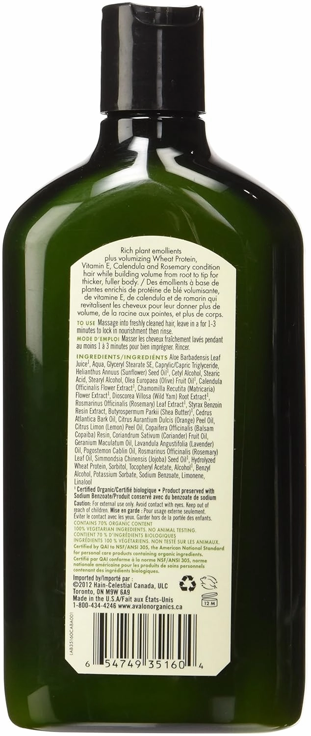 Avalon Organics Conditioner, Rosemary, 11 Ounce (Pack of 3)