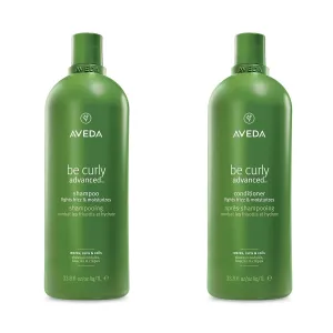 Aveda Be Curly Advanced Shampoo & Conditioner Duo | for Curly, Coily, Wavy Hair | Fights Frizz | Silicone Free, Sulfate Free | Liter Size