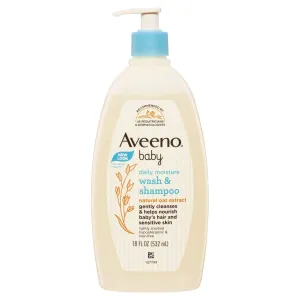 Aveeno Baby Gentle Wash & Shampoo with Natural Oat Extract, Tear-Free, 18 Fl Oz, Pack of 4