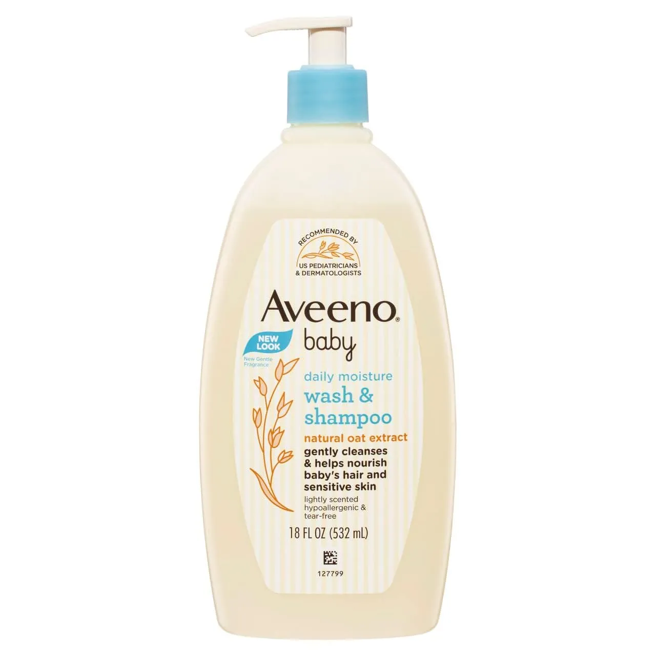 Aveeno Baby Gentle Wash & Shampoo with Natural Oat Extract, Tear-Free, 18 Fl Oz, Pack of 4