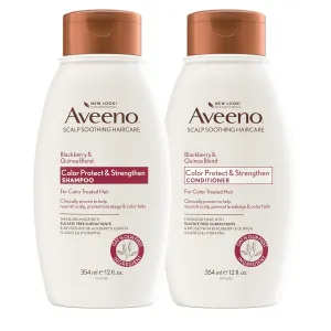 Aveeno Color Protect & Strengthen  Blackberry & Quinoa Conditioner and Shampoo Set - Fresh Scent, 12 Fl Oz Each