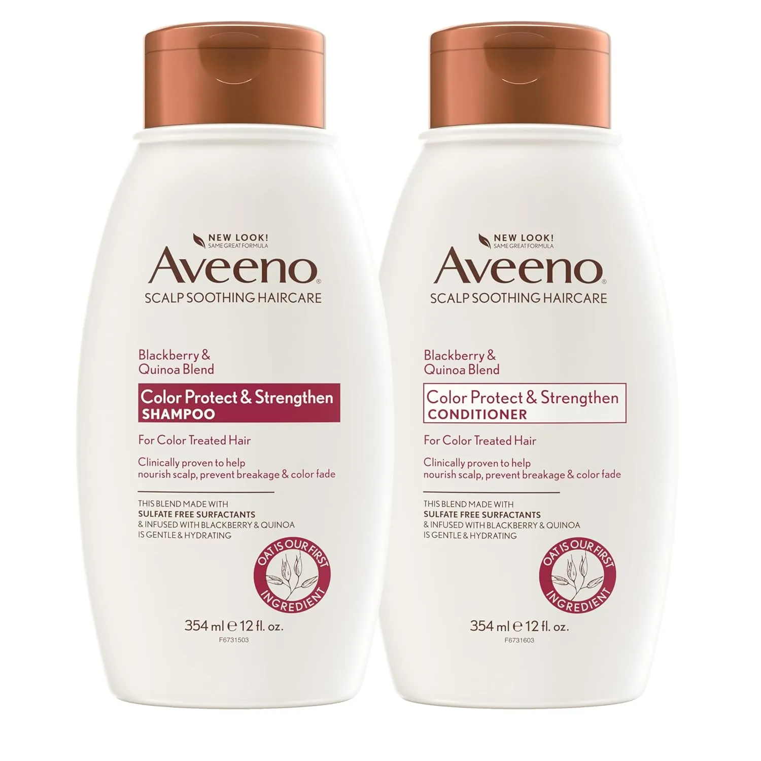 Aveeno Color Protect & Strengthen  Blackberry & Quinoa Conditioner and Shampoo Set - Fresh Scent, 12 Fl Oz Each
