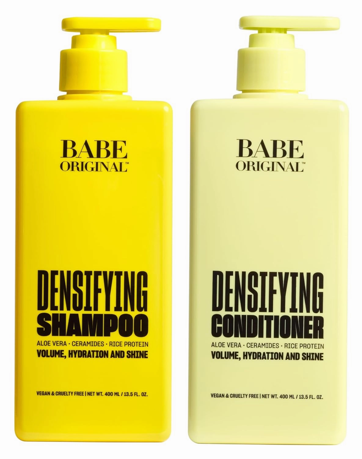 Babe Original Densifying Shampoo & Conditioner Volumizing Conditioner for Fine or Dry/Damaged Hair | Aloe Vera, Ceramides, Rice Protein for Fuller   Hydrated Hair | Cruelty-Free and Vegan