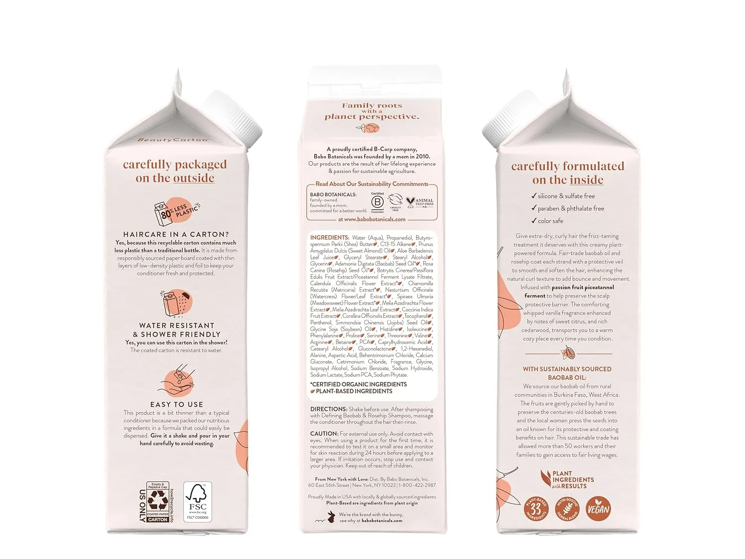 Babo Botanicals Defining Baobab & Rosehip Shampoo   Bundle with Conditioner – For extra dry, curly hair – Smooth & Define – Passion Fruit Ferment for scalp