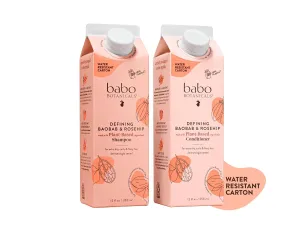 Babo Botanicals Defining Baobab & Rosehip Shampoo   Bundle with Conditioner – For extra dry, curly hair – Smooth & Define – Passion Fruit Ferment for scalp