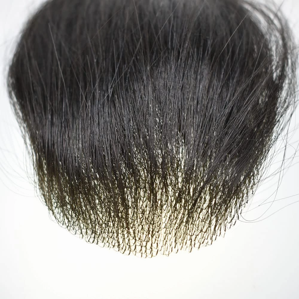 Bald Spot Hair Patch Toupee for Women Men Full Skin Base Human Hair Patch for Bald Spot Non-Surgical V-Looped Hair Replacement Black Brown Hairpiece 14"" #2 Darkest Brown-100% density