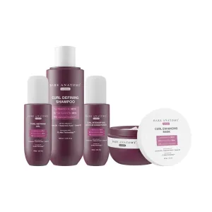 Bare Anatomy Curl Defining Shampoo   Hair Mask   Leave-In Conditioner   Gel | Curl Retention & 2X Frizz Protection | Coconut Oil, Hyaluronic Acid & Castor Oil | 250ml   250g   140ml   140ml