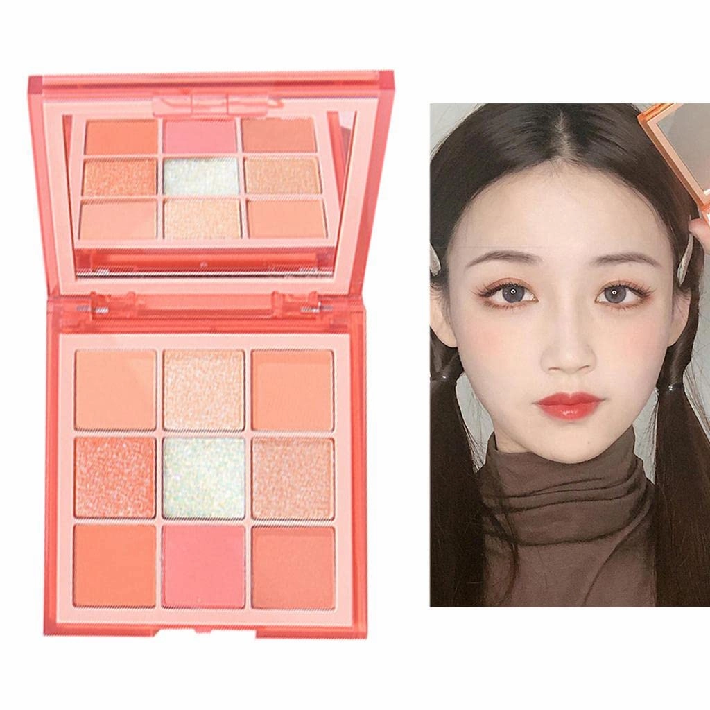 barenx Eyeshadow Palette 9 Color Eye Shadow Matte Glitter Professional Makeup Eye Shadow Powder Long Lasting Waterproof Cosmetic Eye Shadow Palette - Pink