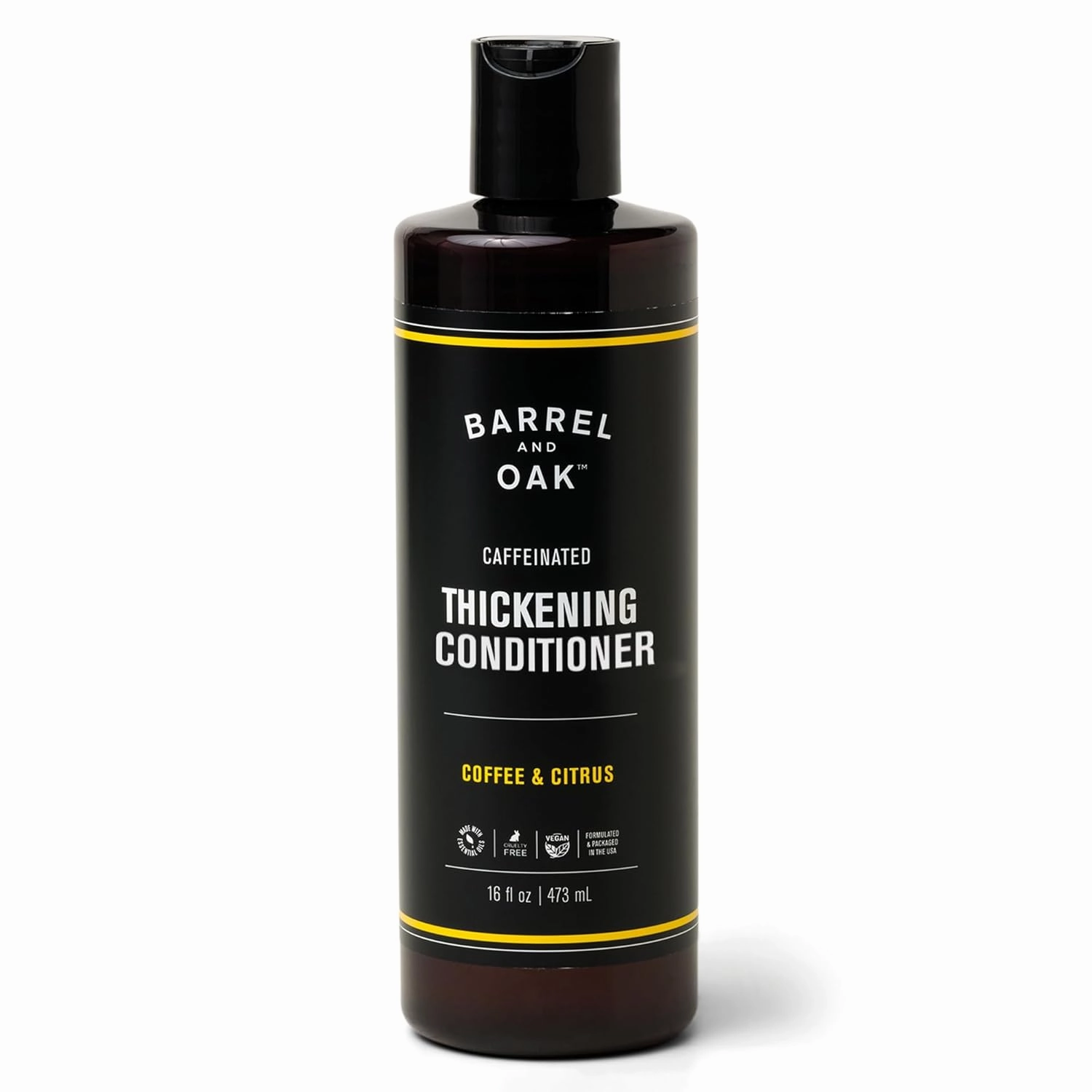 Barrel & Oak - Caffeinated Coffee & Citrus Thickening Conditioner, Thickens & Strengthens Hair, Adds Volume, Moisturizes & Soothes Skin, Vegan (16 oz)
