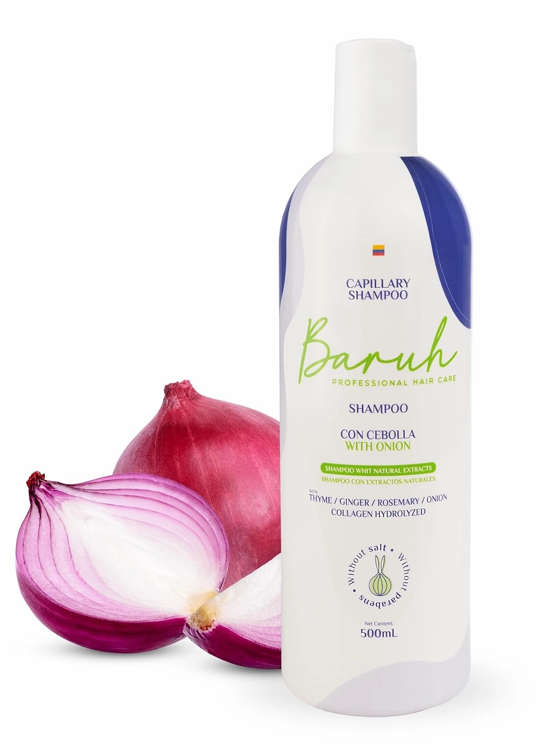 BARUH Red Onion Hair Growth Shampoo - Organic Rosemary Shampoo with Thyme, Ginger & Hydrolyzed Collagen for Hair Growth - Premium Hair Growth Products for Fuller, Healthier Hair (500 ml), 16.9 Fl Oz
