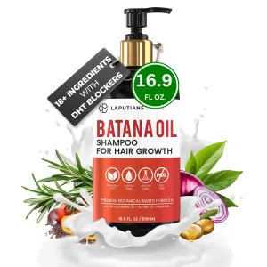 Batana Oil Shampoo for Hair Growth with Over 18  Natural Ingredients, Rosemary Oil, Onion Biotin, Caffeine, DHT Blocker, Castor Oil, CLINICALLY TESTED, Anti Hair Thinning & Hair Loss, Sulfate Free