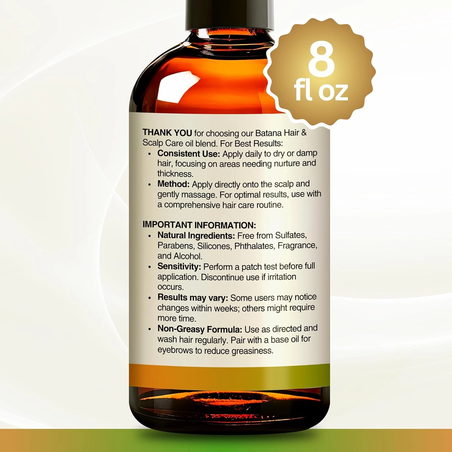 Batana Oil for Hair Growth Oil with Rosemary Castor, 100% Pure, Organic, Cold-Pressed, Unrefined Batana from Honduras by Dr. Sebi - Natural, Vegan, for Strong Roots and Thick Hair, 8oz