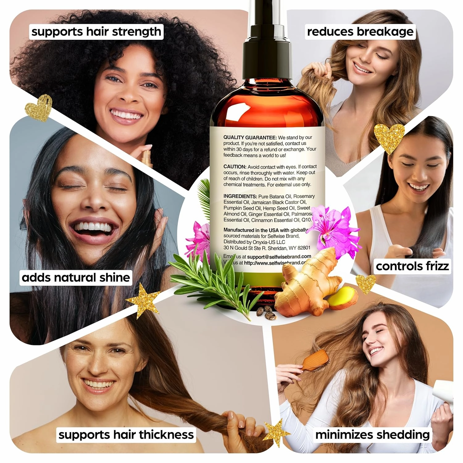 Batana Oil for Hair Growth Oil with Rosemary Castor, 100% Pure, Organic, Cold-Pressed, Unrefined Batana from Honduras by Dr. Sebi - Natural, Vegan, for Strong Roots and Thick Hair, 8oz