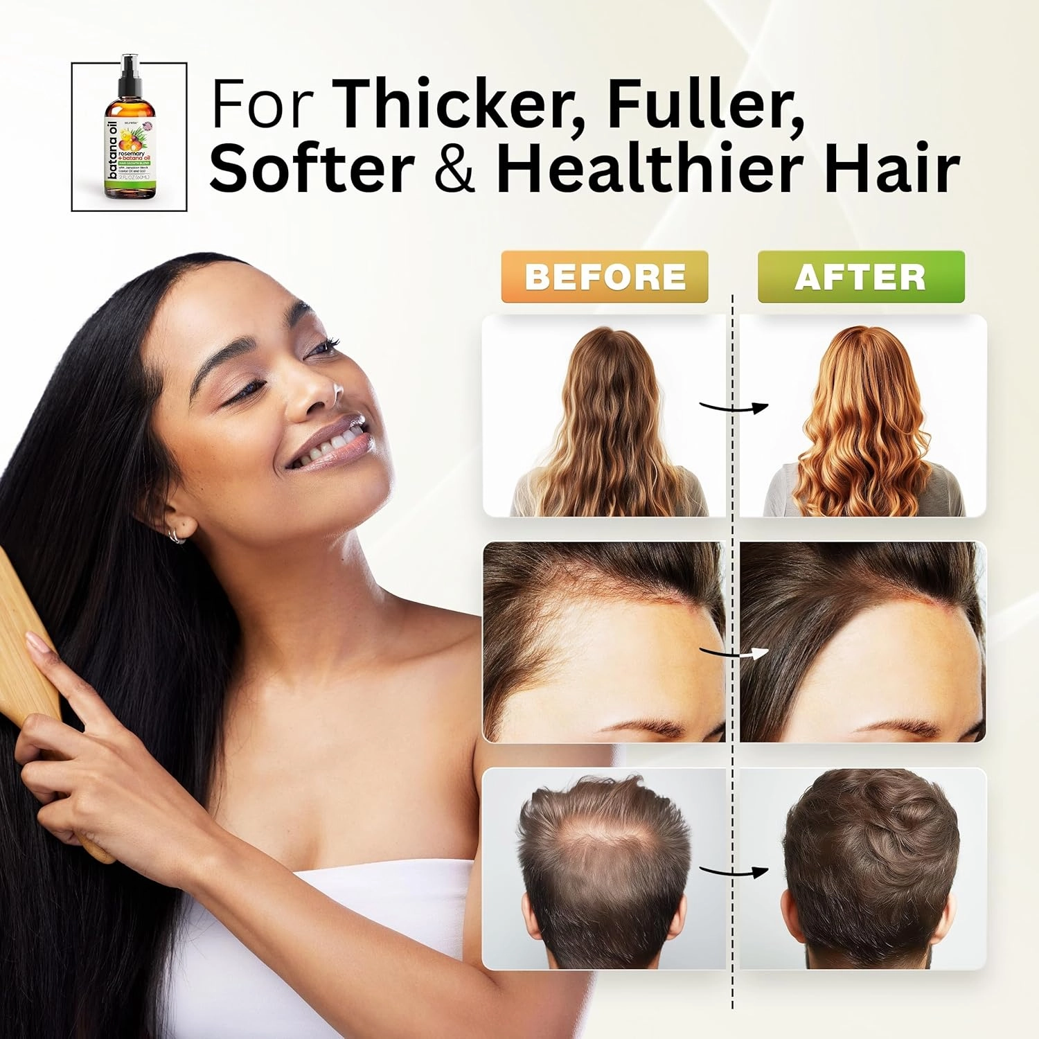 Batana Oil for Hair Growth Oil with Rosemary Castor, 100% Pure, Organic, Cold-Pressed, Unrefined Batana from Honduras by Dr. Sebi - Natural, Vegan, for Strong Roots and Thick Hair, 8oz
