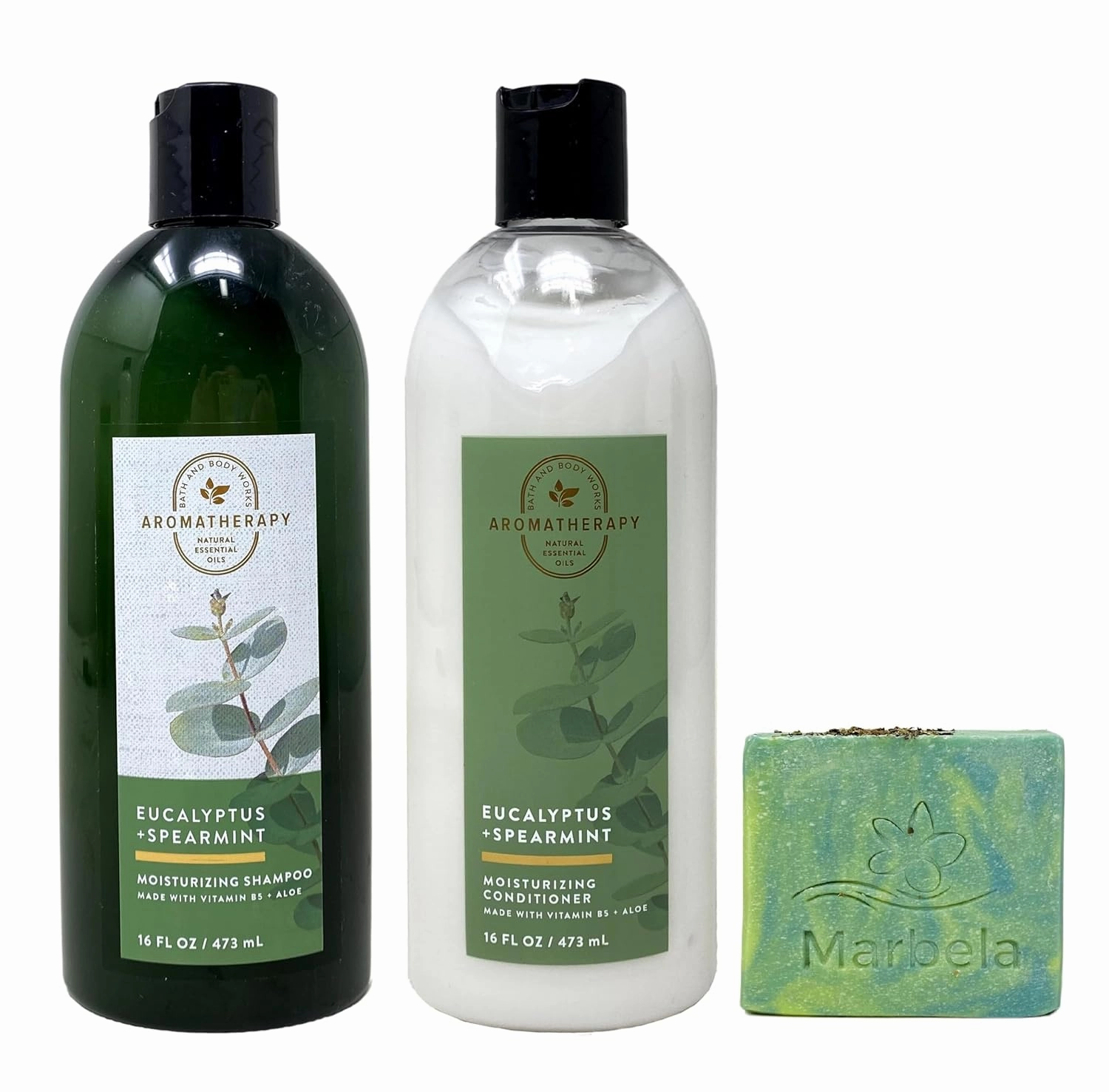 Bath & Body Works Aromatherapy Eucalyptus   Spearmint Shampoo and Conditioner Set with a Fresh Forest Bar Soap - Full Size
