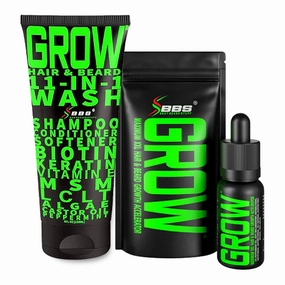 Beard Growth Kit w/GROW Beard Oil for Men (Beard Growth Oil for Men, Beard Conditioner)   GROW Hair & Beard Shampoo (11-in-1 Biotin Shampoo for Men)