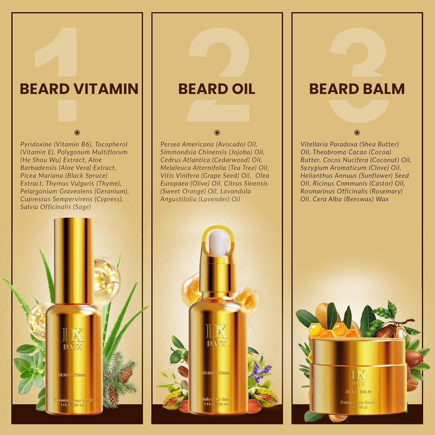Beard Kit for Black Men: Beard Kit w/Balm, Oil & Vitamin Spray, All-Natural Ingredients for Men Grooming and Care, Ideal Fathers Day Birthday Valentines Day Gifts (5 Fl Oz (Pack of 1), Earthy Herb)