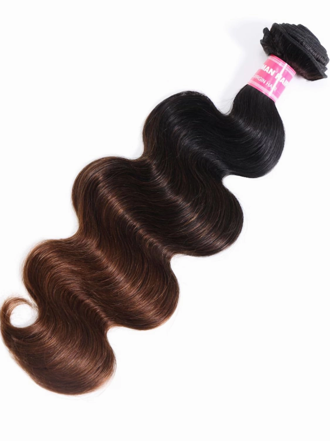 Beauty Forever Chestnut Brown Ombre Body Wave Human Hair Weave 1 Bundle 18inch Brazilian Unprocessed Virgin Remy Human Hair Wavy Sew in Human Hair Extensions