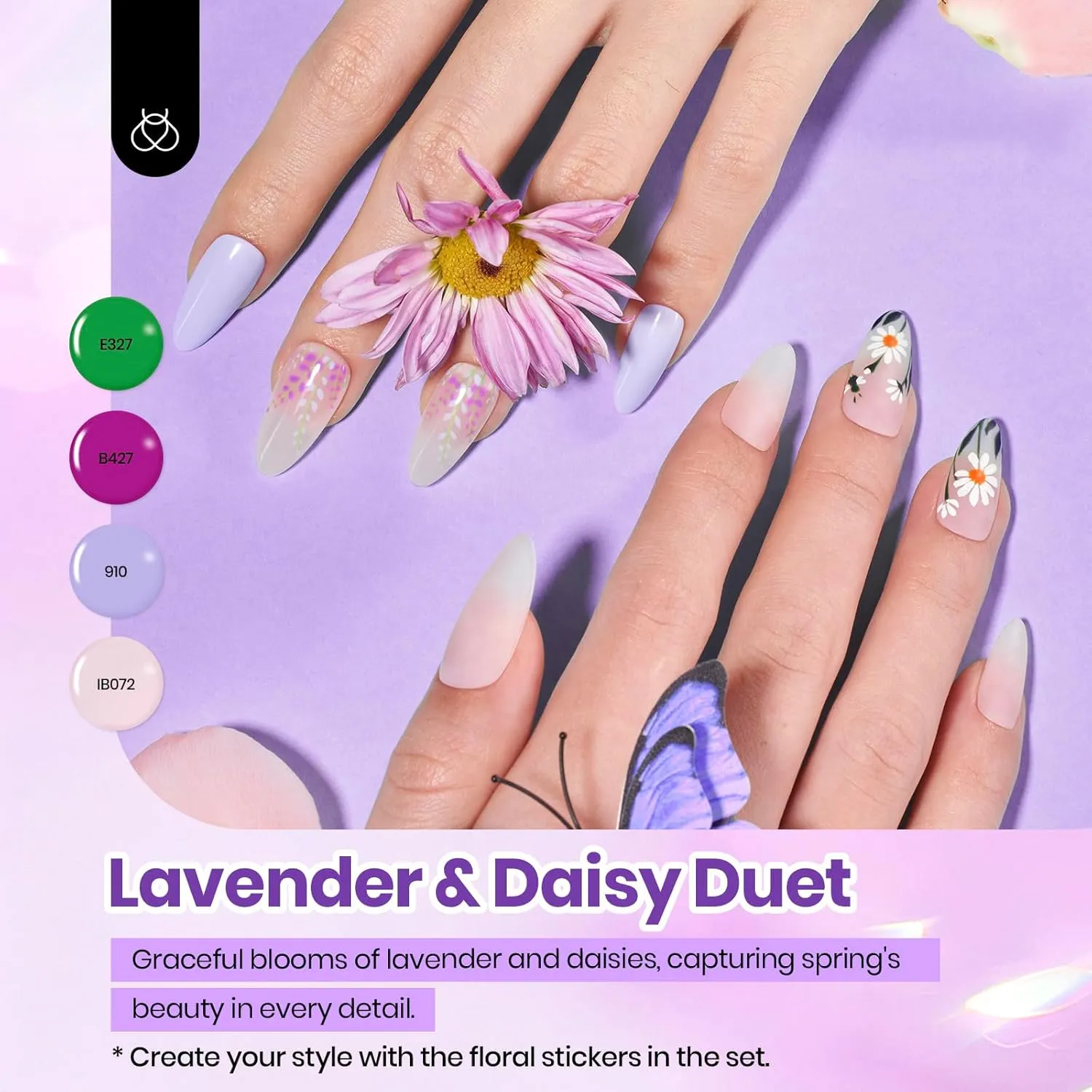 beetles Summer Gel Nail Polish Set - 40 Pcs 36 Colors Nail Polish Kit Pink Red Green Blue Color Gel with Base & Glossy Matte Top Coat UV LED Petal Symphony Collection Nail Art Manicure Gift for Women
