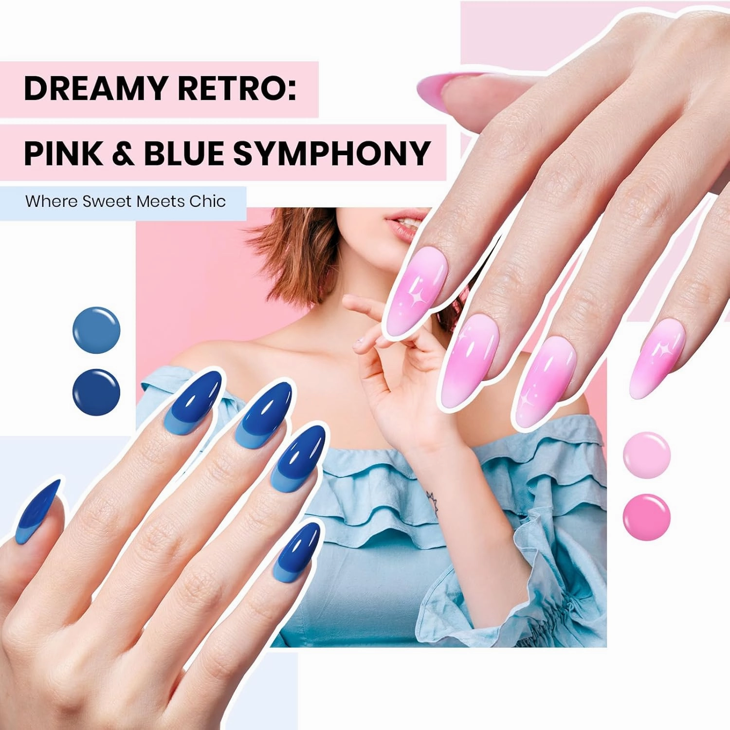 Beetles 60 Colors Gel Nail Polish Set, Summer Gel Polish Kit Glitter Hot Pink Orange Red Blue White Black 69 Pcs with 5Pcs Base Top Coat Gel Gifts for Women Exquisite Femininity