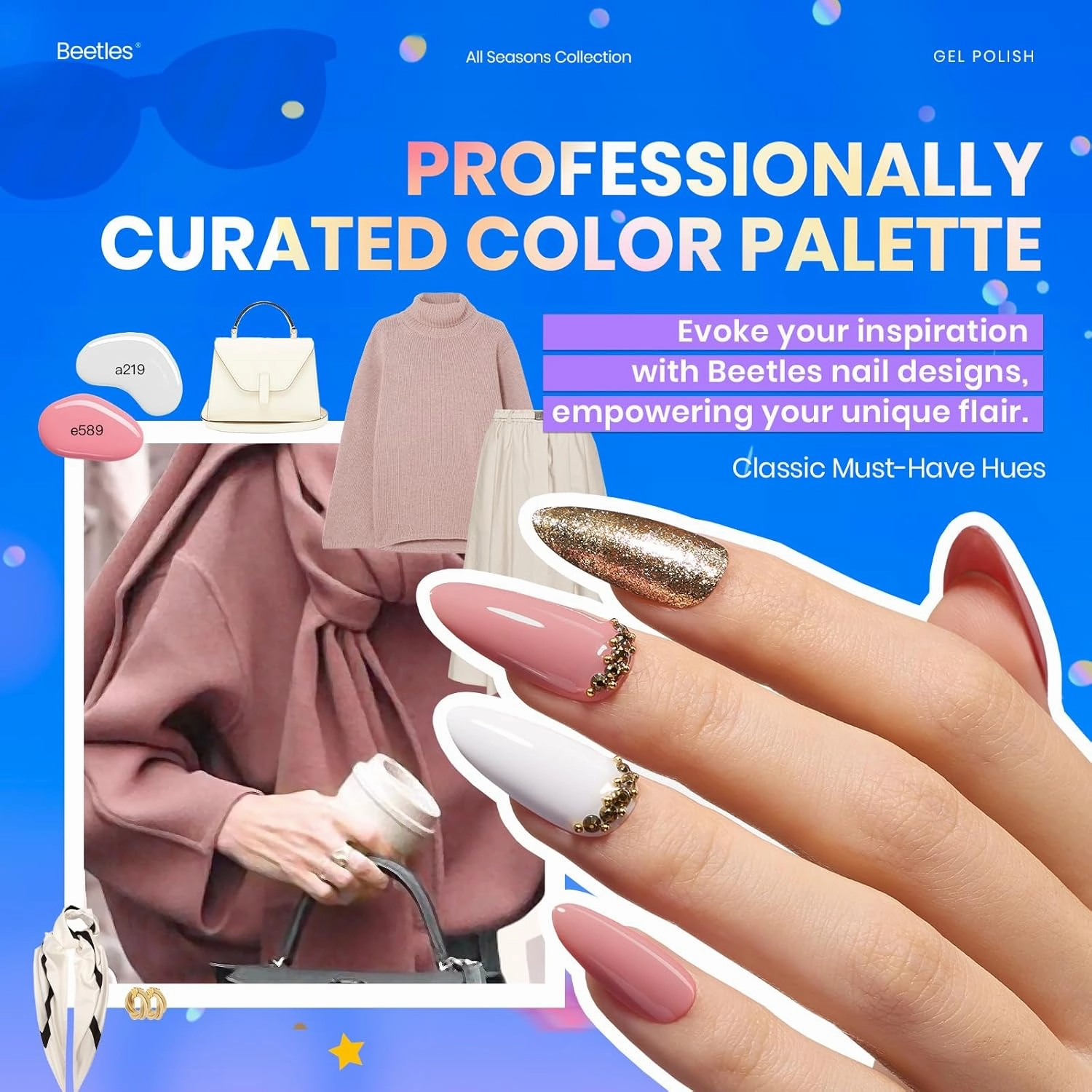 Beetles Gel Nail Polish 25 Colors Gel Polish Set Nude Pink Red Blue Gel Polish Chic Outfits Collection with 3Pcs Base Top Coat Gel Manicure Kit Salon DIY Home Gift for Women