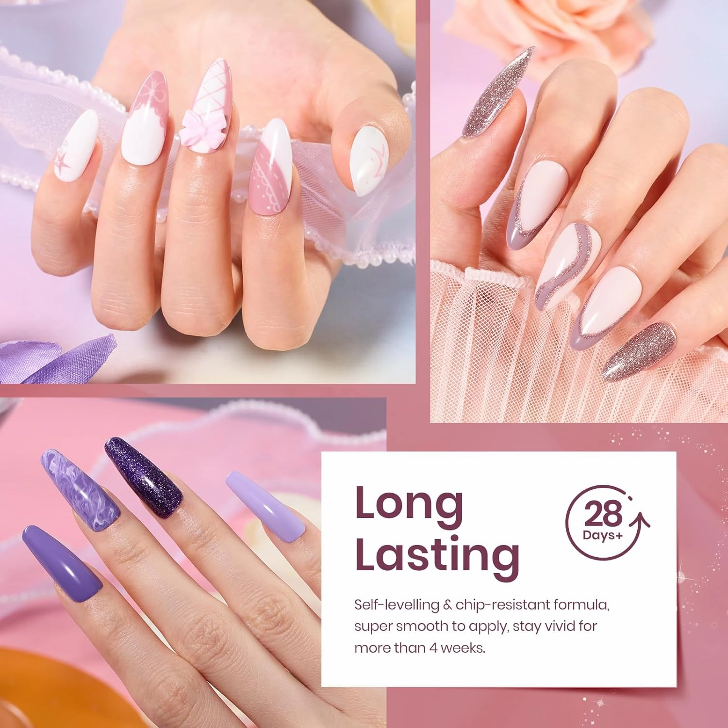 Beetles Gel Nail Polish Kit, 23Pcs Nude Pink Gel Polish White Gray Baby Blue Glitters Nail Polish Set with Glossy Matte Top Coat and Base CoatCollection U V Soak Off Manicure Gift For Women